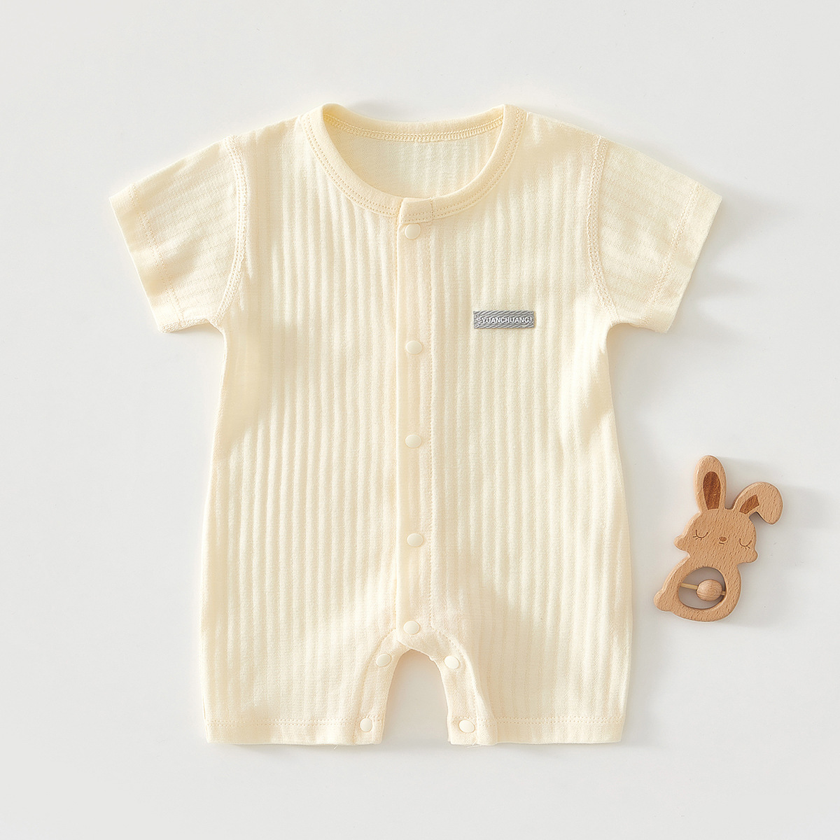 Jacquard Yellow-Short Sleeve Jumpsuit Summer