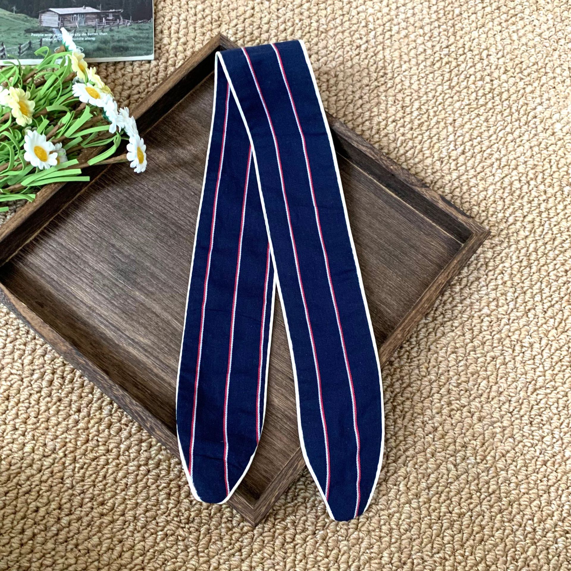 Pañuelo a cuadros Pañuelo de seda largo de algodón para mujer verano nuevo estilo pequeño estampado accesorios de todo fósforo bufanda de cuello correa para el cabello atado