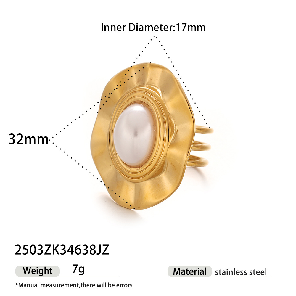 Taena anillo de acero inoxidable europeo y americano, diseño de nicho femenino, forma de flor de todo fósforo, incrustación de perlas de circón, joyería a mano femenina