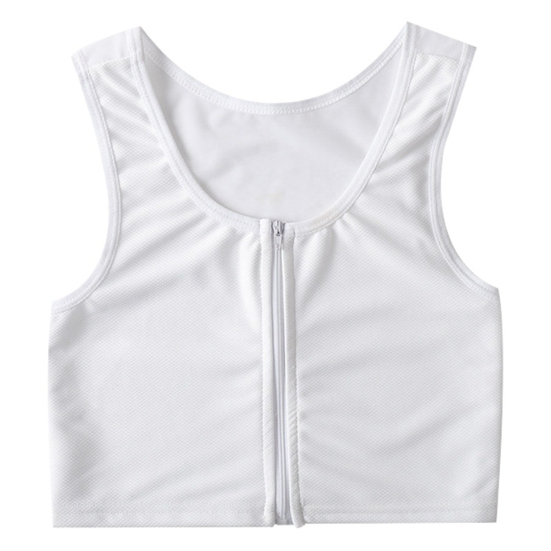 Corset front zipper underwear chest reducing les big chest small solid color Student Development sports vest plastic corset shockproof