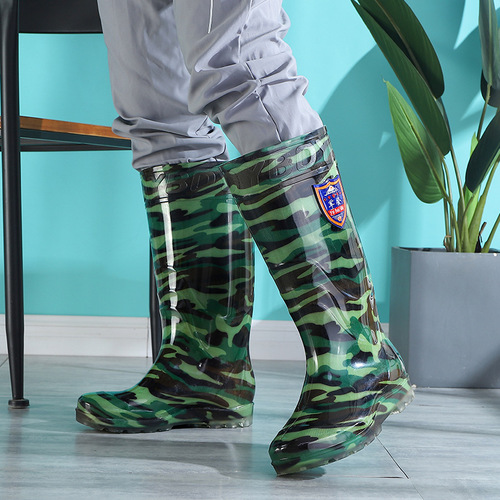 Military-grade labor protective rain boots for men, anti-slip high-tub rain boots, acid and alkali resistant, white, food and water shoes, agricultural work boots, construction site shoes