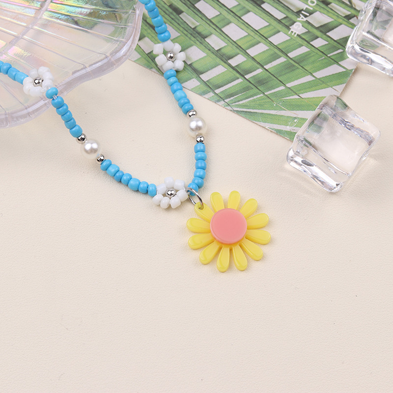 Acrylic Material Wholesale Jewelry Sweet Daisy Arylic Beaded Anklet