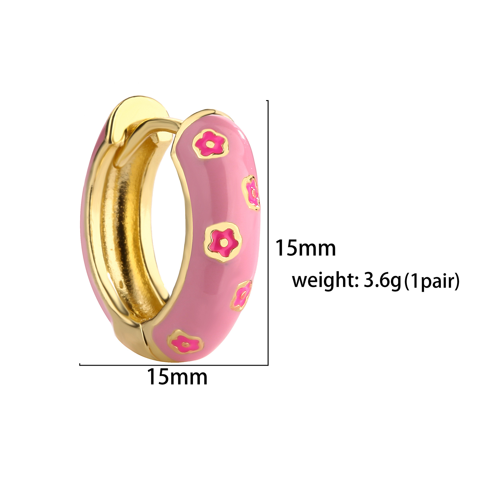 Women's Gender Sweet Style Colorful Flower Copper Sweet Enamel Hoop Earrings