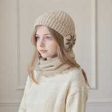 TEMU儿童帽子冬季加绒围脖套装针织毛线帽男孩保暖护耳套头帽跨境