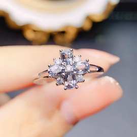 工厂批发天然尖晶石戒指S925银镶嵌主石3*4欧美一件代发跨境热销