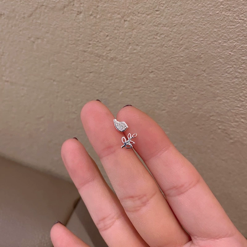 Glossy earrings, set, silver 925 sample, Korean style, simple and elegant design