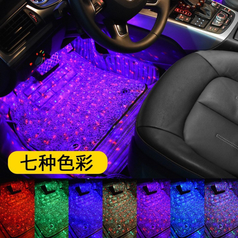 Ed decoración de la luz de la atmósfera interior de la luz de la atmósfera del automóvil una estrella de remolque de cuatro automóviles modificaciones de control de voz colorido l image 2