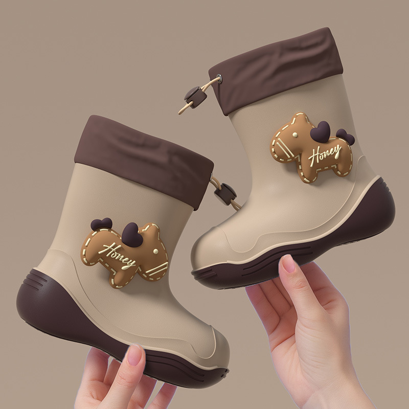 2025 New Kidsren's Rain Boots with Drawstrings for Boys and Girls, Cartoon Baby Waterproof Rain Boots for Toddlers, Short Boots for Outer Wear