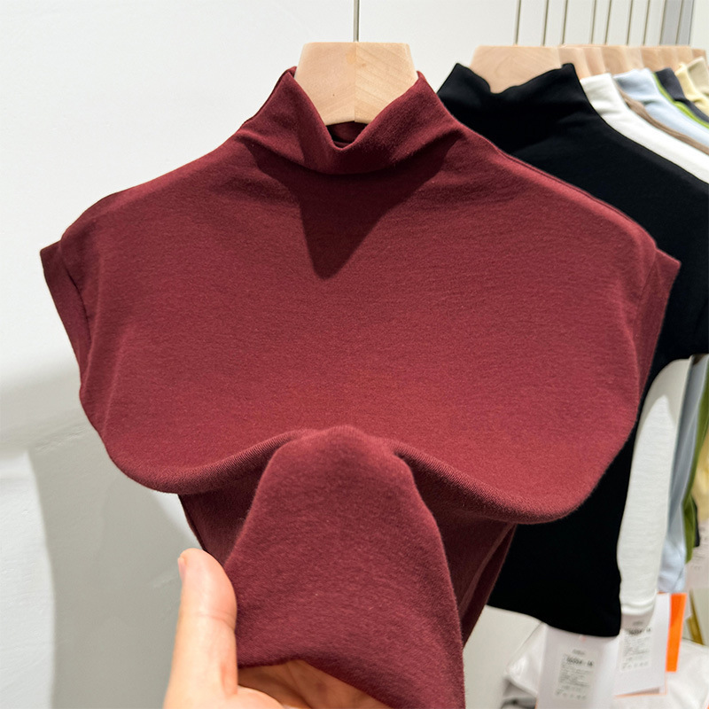 設計弾力底シャツ春秋半袖半高襟半袖底地デールモーダル修身tシャツ高襟|undefined