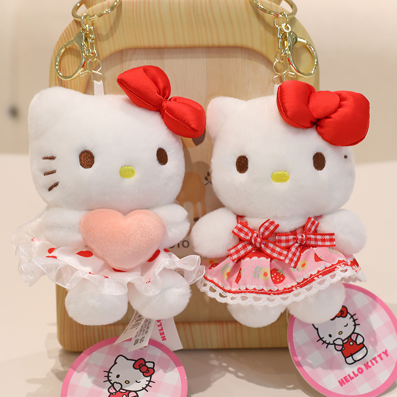 正版三丽鸥hellokitty毛绒挂件kt凯蒂猫小玩偶公仔钥匙扣书包挂饰|undefined