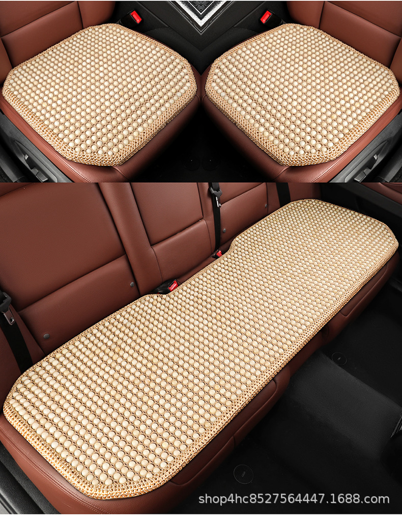 Cross-Border Car Seat Cushion with Bodhi Wood Beads, Summer Cooling Pad, Ventilated and Breathable, Hand-Woven by Manufacturer, Upgraded for Breathability