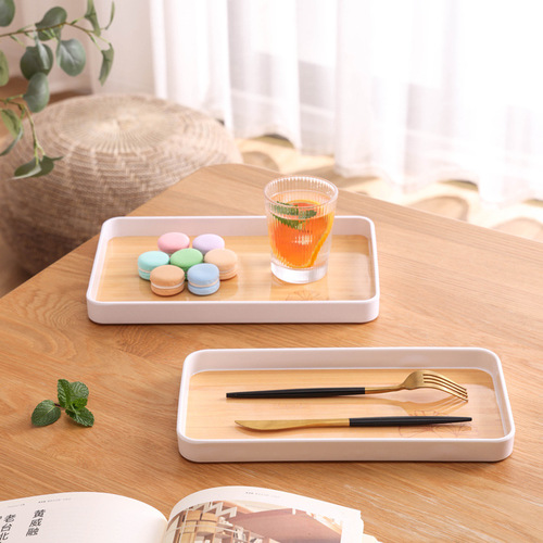 Household Melamine Trays Rectangular Breakfast Plate Cup Tray Hotel Tea Tray Small Tray Drip Tray Serving Plate