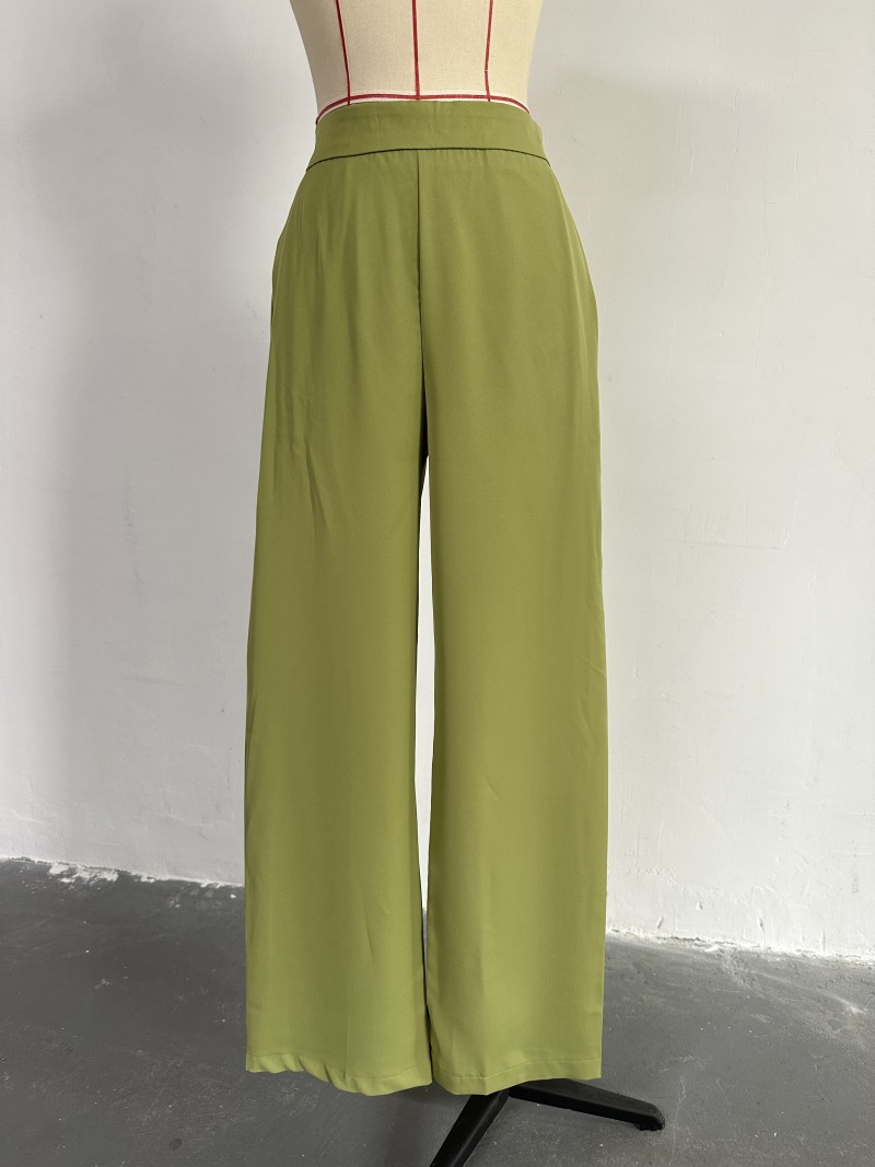 Women Clothing Spring Print Lantern Sleeve Shirt Wide Leg Work Pant Casual Suit