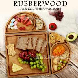 木质托盘可组合下午茶甜品餐盘水果面包披萨牛排盘半圆形实木餐盘