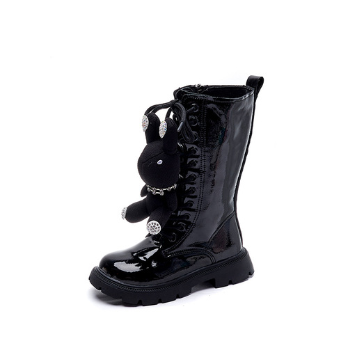 Girls' long boots 2024 new autumn and winter children's boots princess fashion mid-high boots single lining rabbit boots