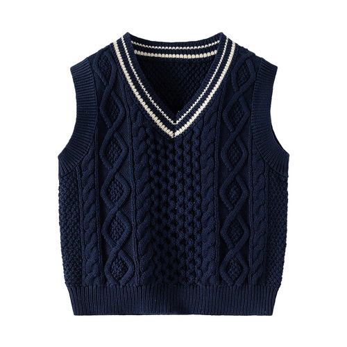 Children's woolen vest autumn new college style boys' sweater fashionable V-neck Korean style baby vest