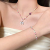 Fresh crystal, beaded bracelet with bow, fuchsia pendant, necklace, flowered, 2023 collection