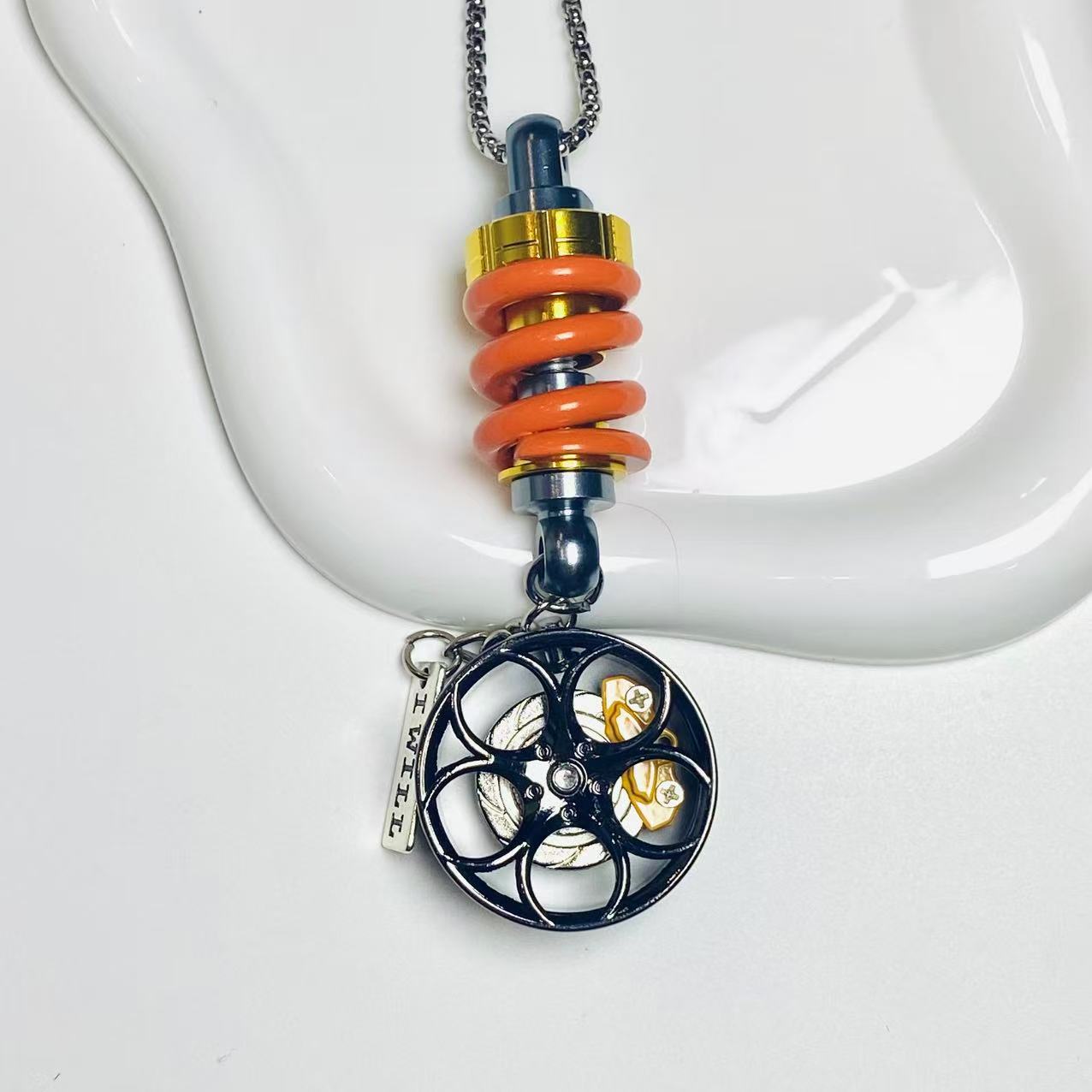 Cross-Border New Car Pendants, Car Interior Accessories, Trendy Metal Modified Wheels, Car Pendants, Rearview Mirror Pendants