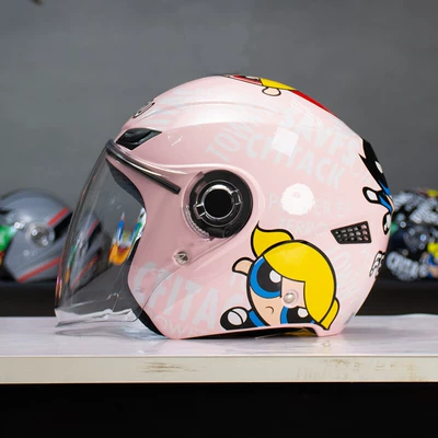 Motosiklet kaskı (dəbilqə) — Vehicle Helmet Women's Three-Quarter - little-policewoman-powder-m-53-56cm