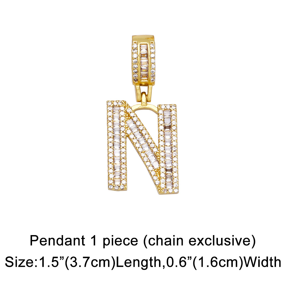 15g Weight 18K Gold Plated Plating Material Necklace Classification Wedding Occasion Copper Material Geometric, Letter Pattern Unisex Gender Fashion Style Fashion Zircon Letter Hip Hop Men's And Women's Copper Necklace 12