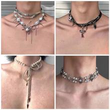 合金重工铆钉皮革项圈暗黑朋克欧女y2k亚文化小众设计项链锁骨链