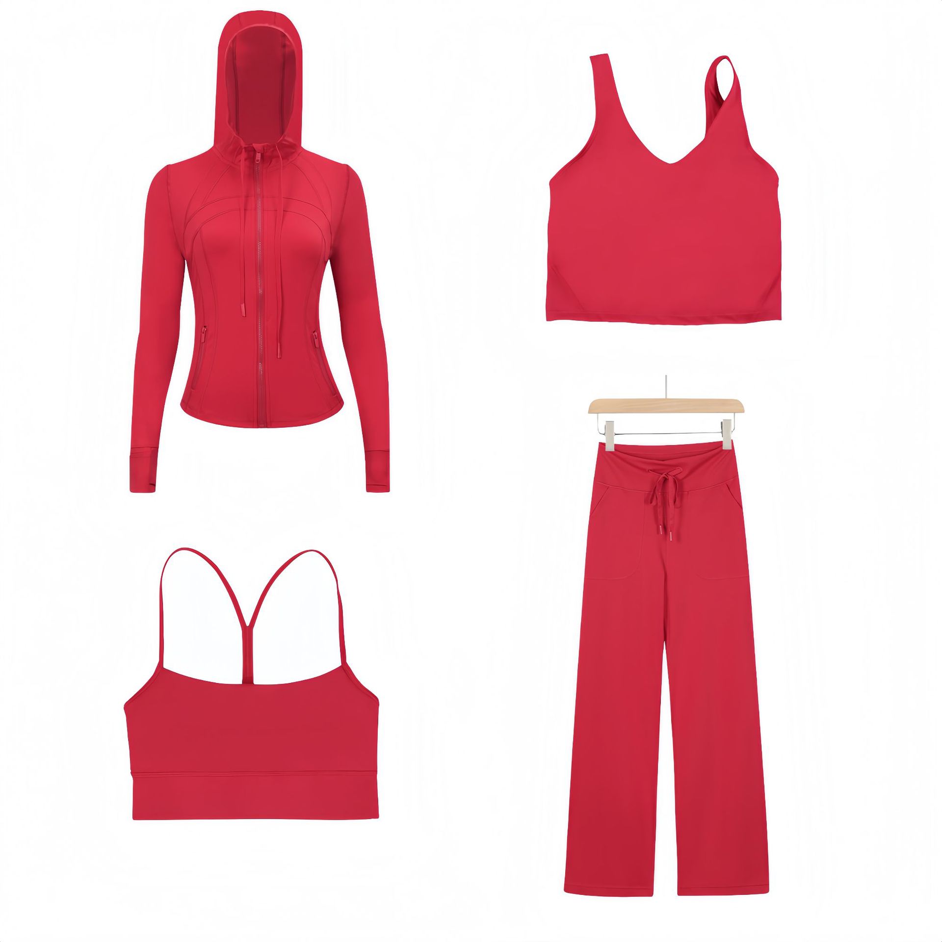 Dames sportset 4-delig slim fit met capuchon jack en broek_voghion.com