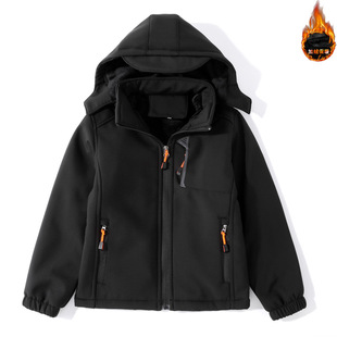 Printable logo badge new autumn and winter children's soft shell waterproof windproof fleece-lined assault clothing autumn boys and girls rest