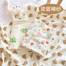 全棉产房包单婴儿双层纱布浴巾亚马逊跨境宝宝薄款洗澡包巾吸水