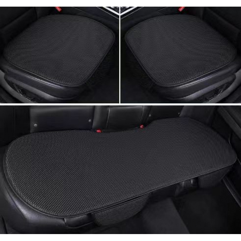 Universal Ice Silk Car Seat Cushion, Breathable, Universal for All Seasons (Seat cushion, seat cover) - black-ice-cool-breathable-cushion-single-front-row-with-pocket