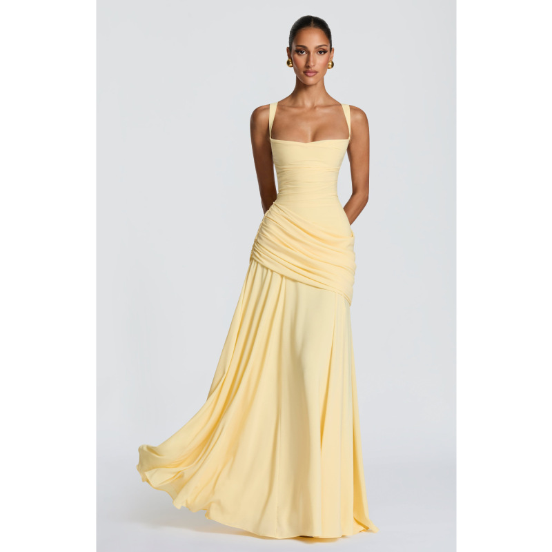 European and American Amazon New Dress Styles, Cross-Border Women's Clothing, Elegant Solid Color Sleeveless Waist-Cinching Slimming Long Strap Dress European and American Amazon New Dress Styles, Cross-Border Women's Clothing, Elegant Solid Color Sleeveless Waist-Cinching Slimming Long Strap Dress