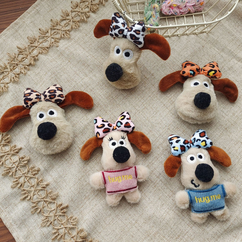 Cute Plush Leopard Print Puppy Doll Pendant Couple Sweater Leader Dog Mobile Phone Case Decorative Doll Pendant
