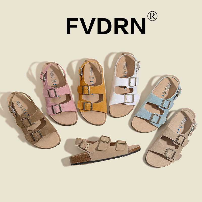 Todo cuero ~ Buckener plataforma zapatos de mujer 2025 verano nuevo estilo Velcro vintage zapatos romanos sandalias Boken