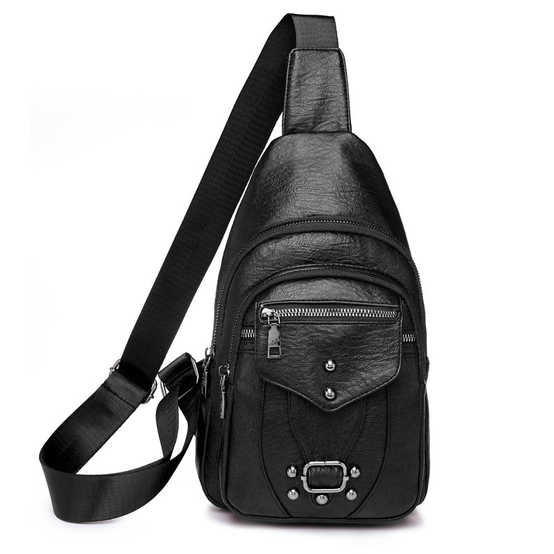 Bolsa de pecho de las mujeres Nueva PU de cuero suave con textura bolsa de mensajero transfronteriza de gran capacidad simple retro bolsa de hombro bolsa de viaje