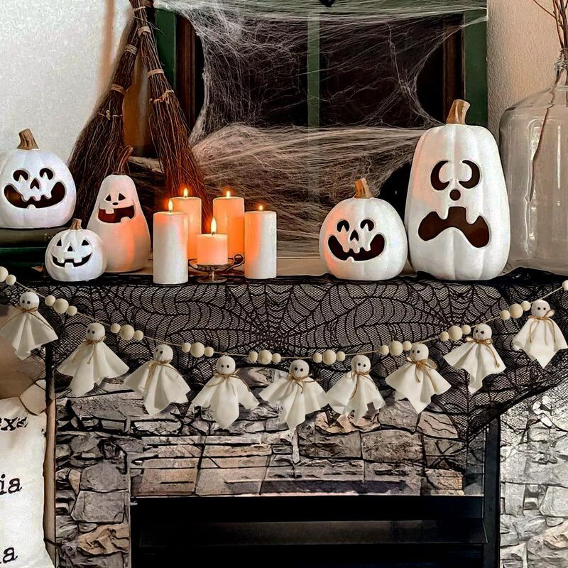 新しいハロウィンコウモリタグクリエイティブウッドビーズ麻ロープビーズ DIY ホーム壁掛け人形ペンダント|undefined