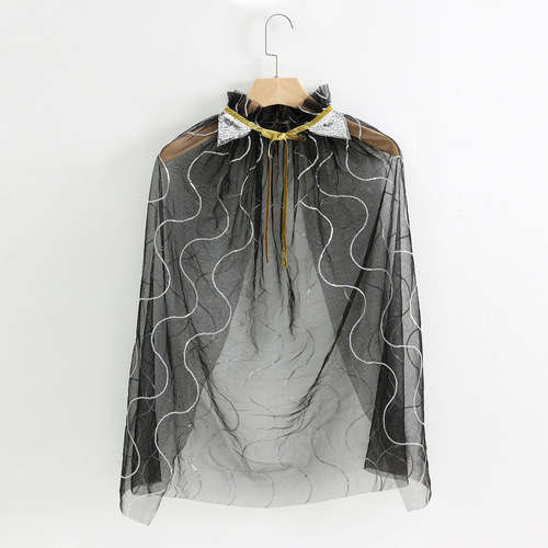 New Feather Mesh Cloak Children's Lace-up Performance Thin Princess Cloak Baby Cloak Cloak for Small and Medium-sized Children
