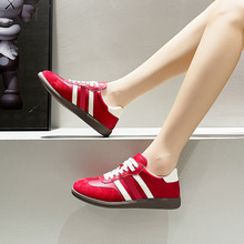 2024秋季新款德训鞋女系带拼色潮流时尚板鞋平底单鞋休闲运动鞋