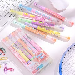 ダブルスタック色蛍光ペン学生用高颜値手帳ペンカラーマーカー大容量義烏文房具卸売り