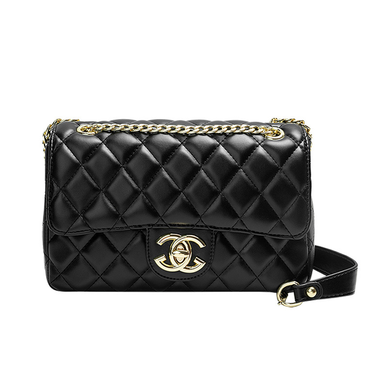 Bolso de cuero genuino de las mujeres Chanel estilo de gran capacidad rombo bolsa de la cadena de moda nueva moda todo partido crossbody hombro pequeño bolso cuadrado
