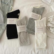 袜子女冬季纯棉中筒袜日系纯色堆堆袜抗菌防臭女袜无骨袜诸暨袜业