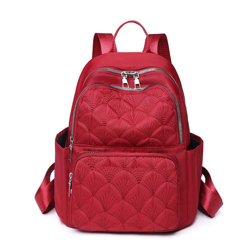 2023 nueva mochila de nailon para mujer coreana, mochila de viaje ligera al aire libre bordada de moda, mochila escolar para estudiantes de secundaria