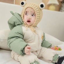 冬季新款婴幼儿羽绒棉爬服新生儿加绒加厚抱衣男女宝宝连体衣哈衣