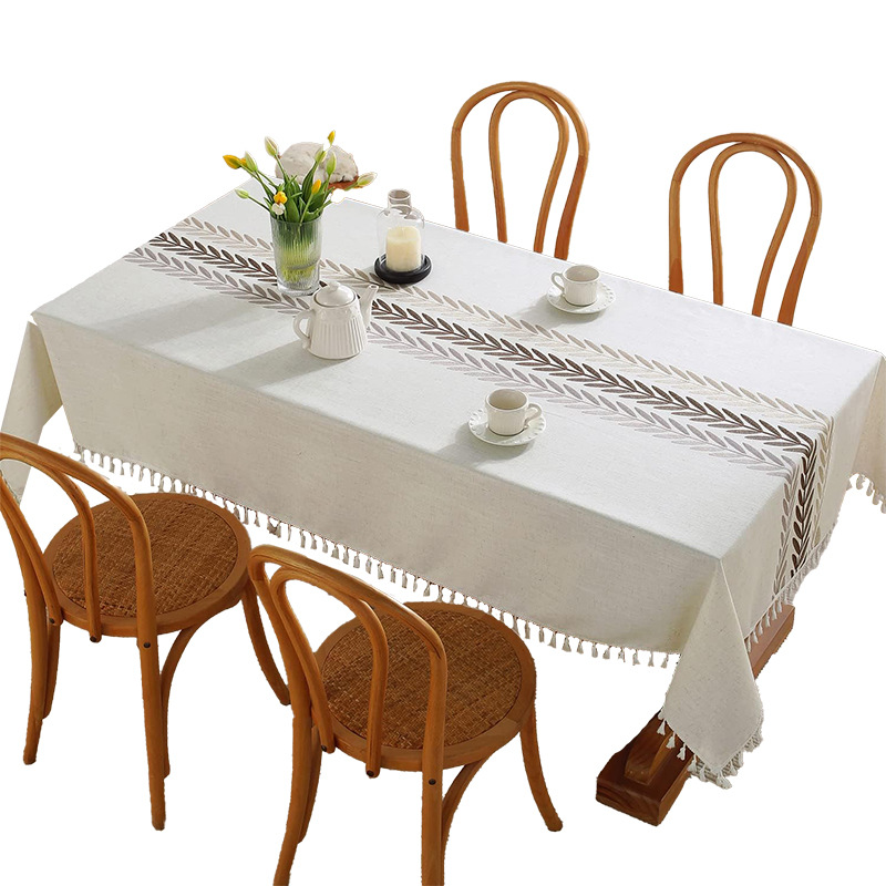 Topa de mesa de viento pastoral transfronterizo a prueba de polvo doméstico bordes bordados tela de mesa Jacquard toallas de mesa fábrica directa