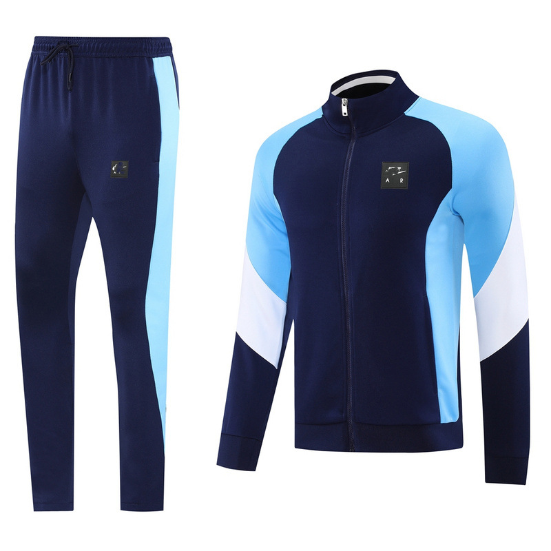 NJ traje de entrenamiento de manga larga Tracksuit pantalones de pierna con cremallera larga chaqueta ajustada traje de jersey fútbol Jacket