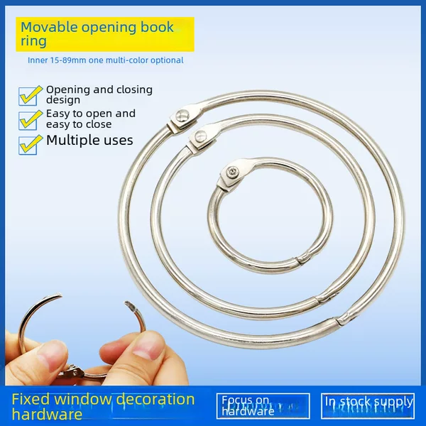 Cross-Border Metal Binder Rings 15-120mm Notebook Binder Clips DIY Card Album Detachable Binding Rings