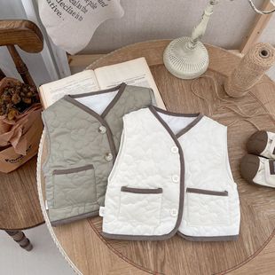 INS baby autumn and winter versatile casual quilted vest boys and girls quilted cotton sleeveless jacket