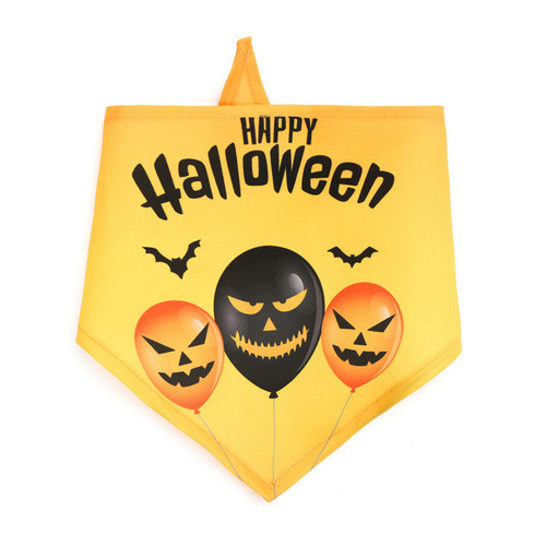 Cross-border Halloween pet triangle scarf dog saliva scarf funny pumpkin head large dog scarf pet saliva scarf