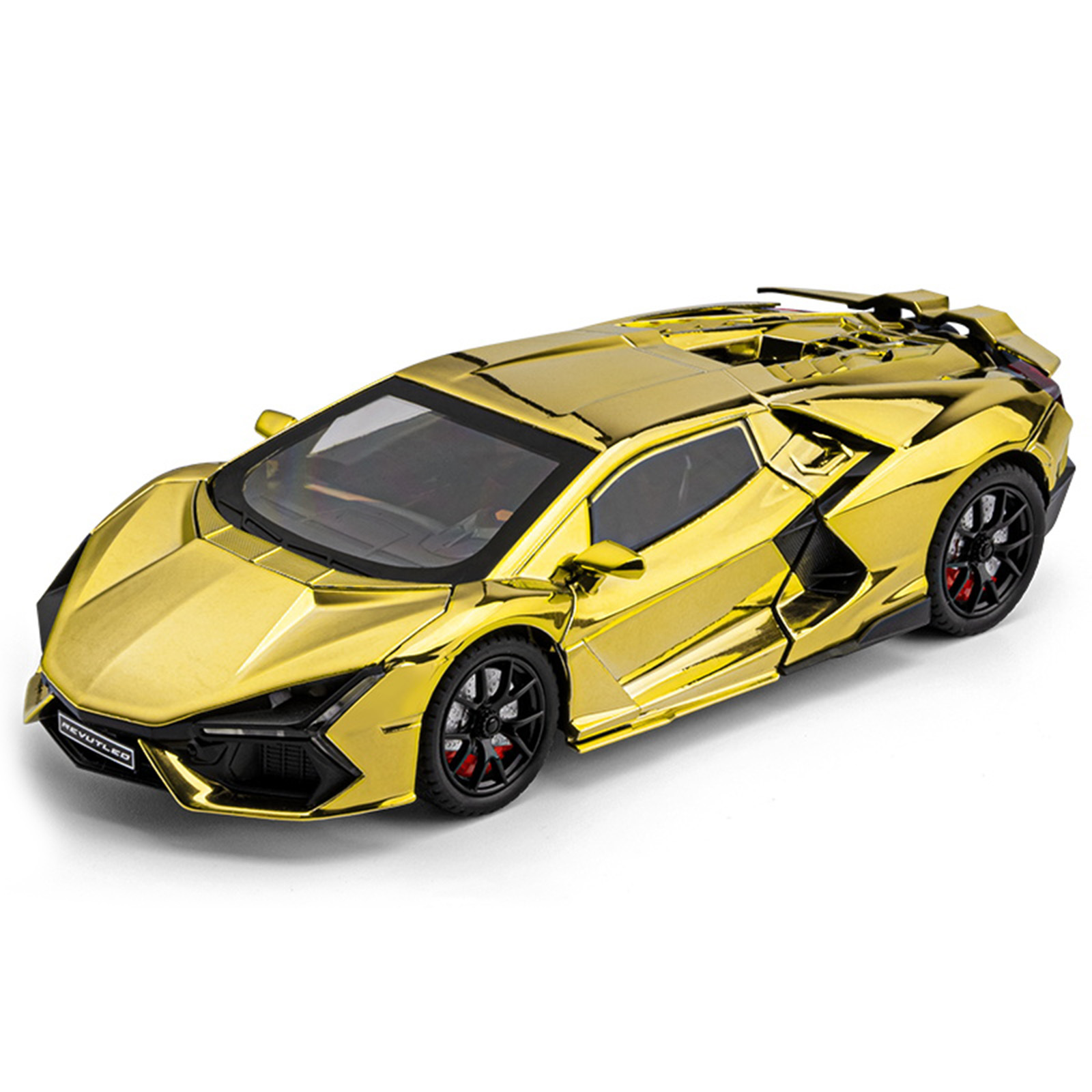 Coche Deportivo de Aleación Revuelto a Escala 1:24, Edición Pulverizada, Modelo Electrochapado con Sonido y Luz, Juguete Infantil Transfronterizo