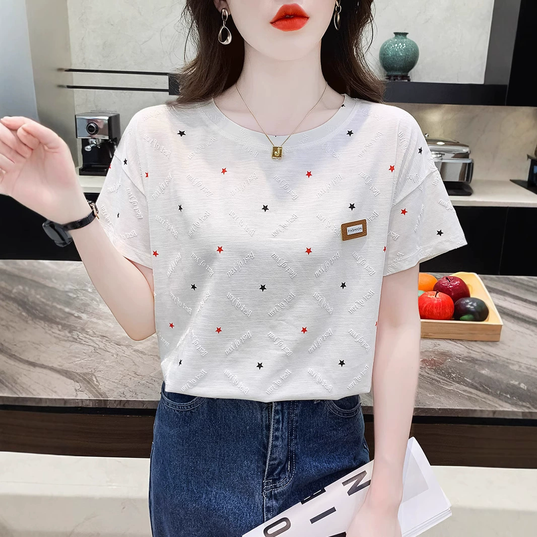 Летняя популярная женская футболка с короткими рукавами на правое плечо, тренд 2025 года, новая свободная белая футболка с половиной рукавов, топ, летняя одежда