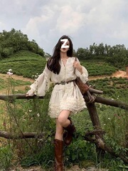 云南川西旅游穿搭波西米亚风连衣裙长袖度假风拍照超好看显瘦裙子