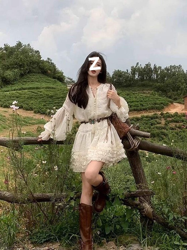 云南川西旅游穿搭波西米亚风连衣裙长袖度假风拍照超好看显瘦裙子|undefined